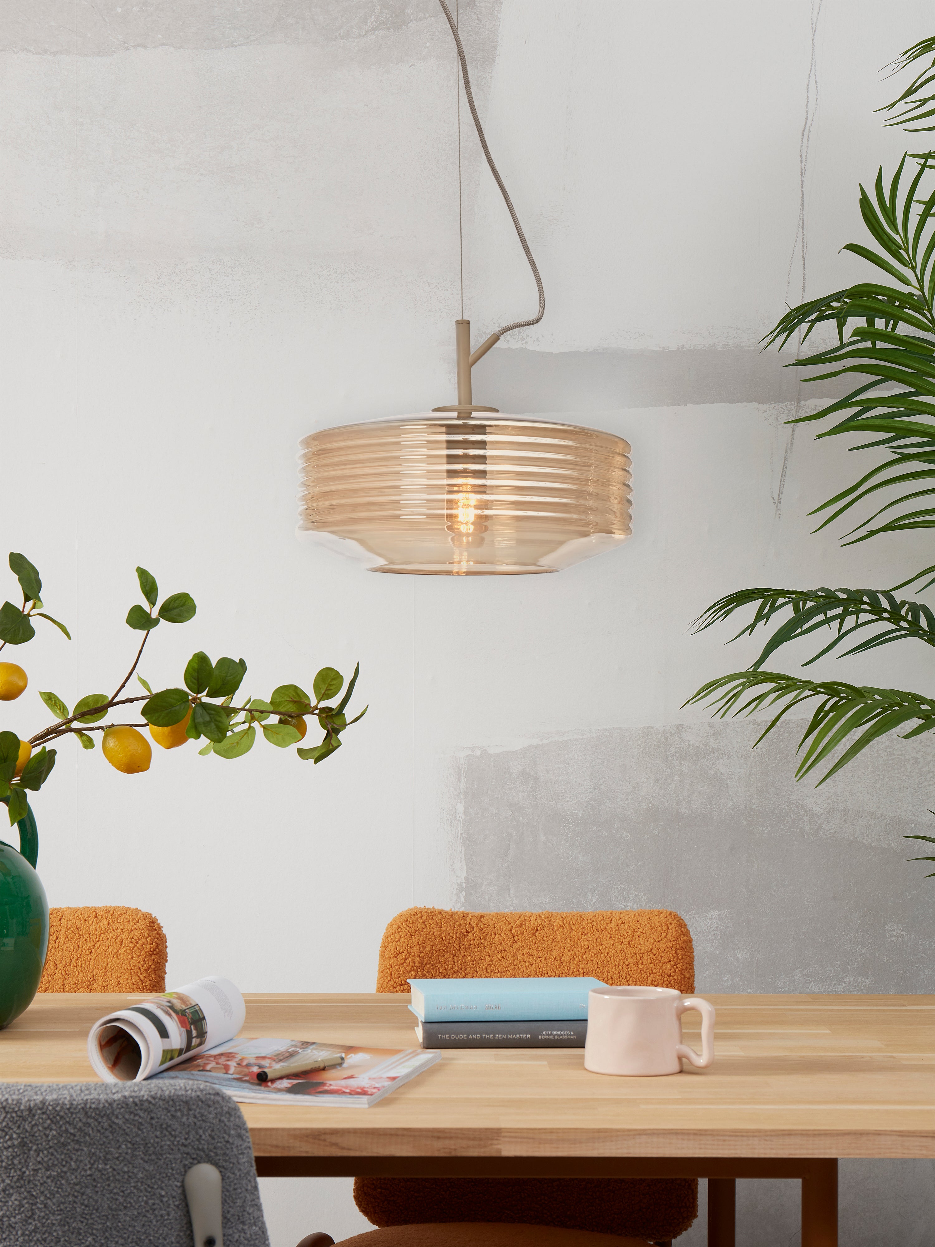 It's About Romi Hanglamp glas Verona ribbel, amber